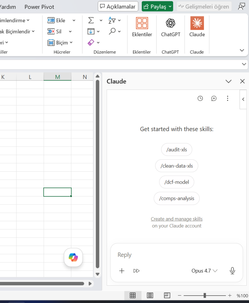 Claude Excel Eklentisi