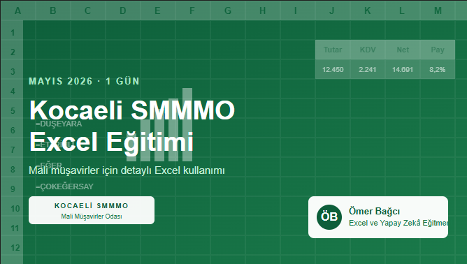 Kocaeli SMMMO Excel Eğitimi Mali Müşavirler Programı